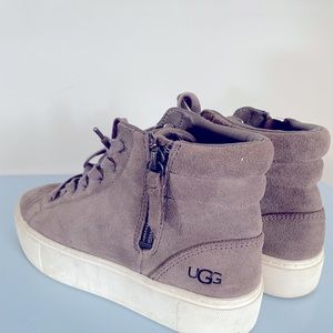 UGG Olli Women's High Top Mole Gray Side Zip Suede Sneakers 5.5